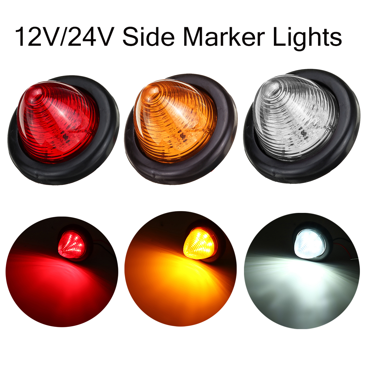 12V 2 LED Auto Car Truck Trailer Caravan Side Marker Tail Lights Clearance Lamp