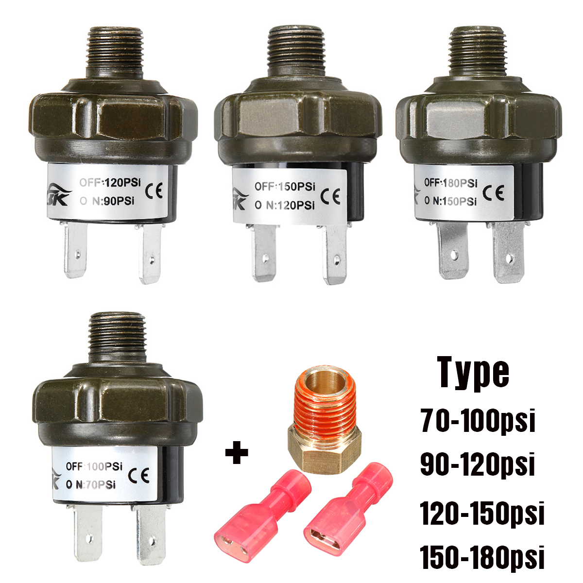 - Air Pressure Control Switch 90-120 PSI Air Compressor Pressure Switch Tank Mount Type 1//4 inch NPT /& 1//8 inch NPT Terminals Included