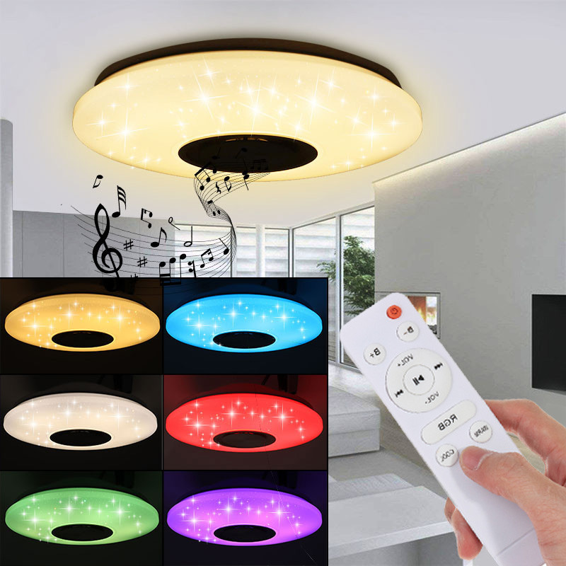 Dimmbar 70W 108LED Deckenlampe Sternen Deckenleuchte bluetooth Lautsprecher DE