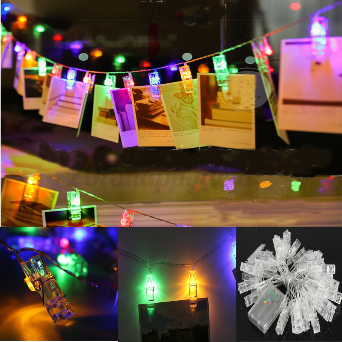 40 LED Hanging Picture Photo Peg Clip Fairy String Lights Wedding Window Decor eBay