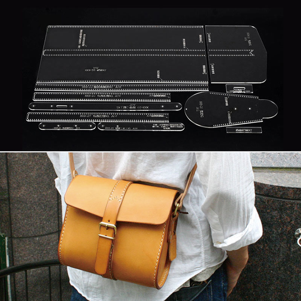leather craft clear acrylic long wallet bag mould pattern stencil
