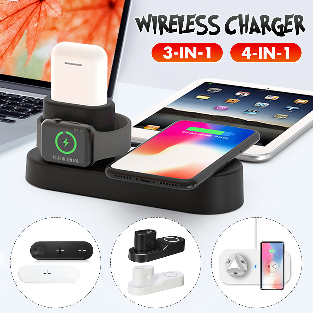 Qi Wireless Charger Fast Charging Pad Mat Dock For Iphone Xs