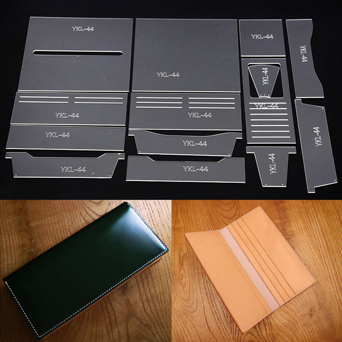leather craft clear acrylic long wallet bag mould pattern stencil