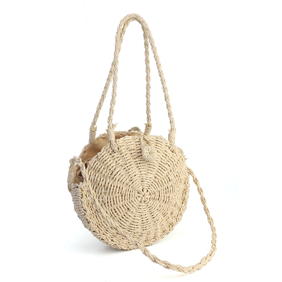 Women Straw Bag Woven Rattan Round Handbag Lady Boho Style ...