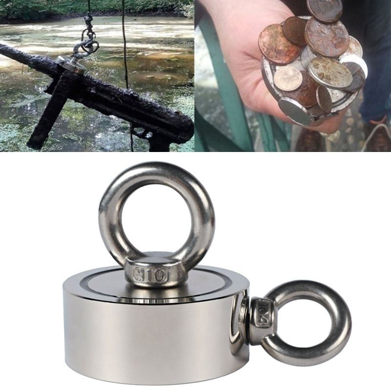 75mm 400KG Dual Neodym Magnete Haken Fishing Metal Schatzsuche Detector !