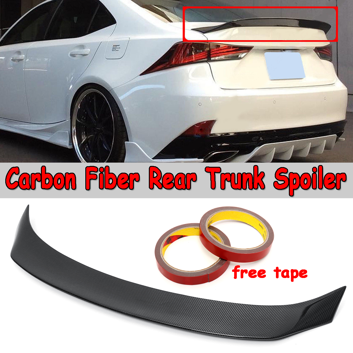 Fwc Real Carbon Fiber Car Rear Spoiler Tailgate Spoiler Rear Rear Trunk Trunk Wing Lip for Lexus Is200 Is250 Is350 Is300 AWD Is200T All Models 2014-2018 Car Modification Accessories