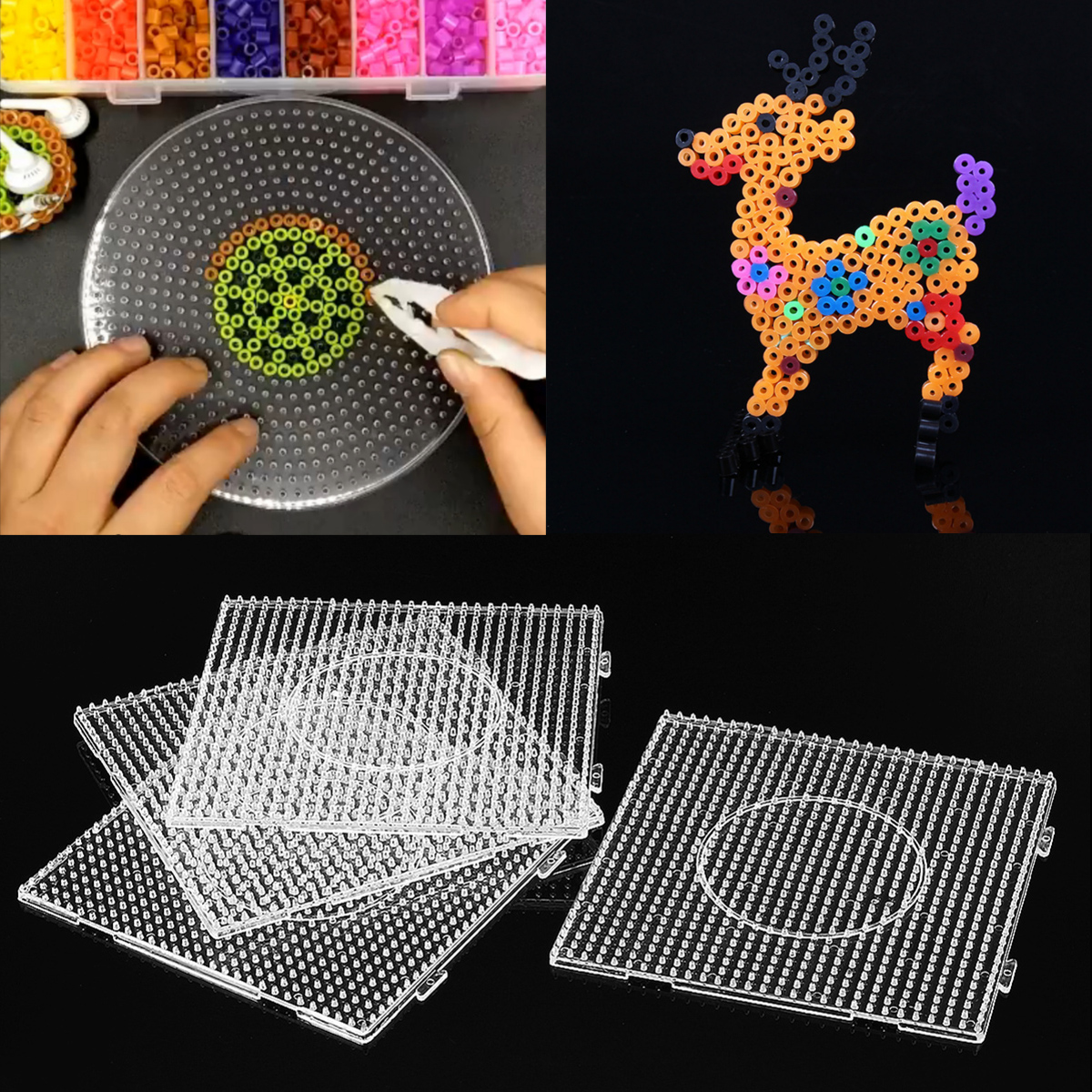 Big Pegboards for Perler Bead Hama Fuse Beads Clear Square Design Board #CF7