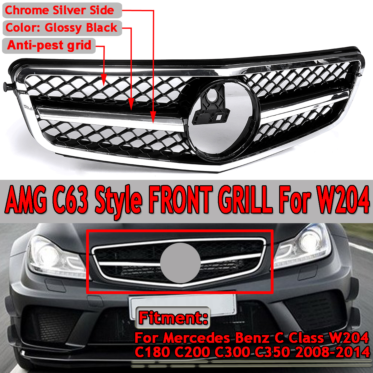 For 08 14 Mercedes Benz W4 C Class Sedan C63 Amg Style Front E Ebay For 08 14 Mercedes Benz W4 C Class Sedan C63 Amg Style Front E Ebay