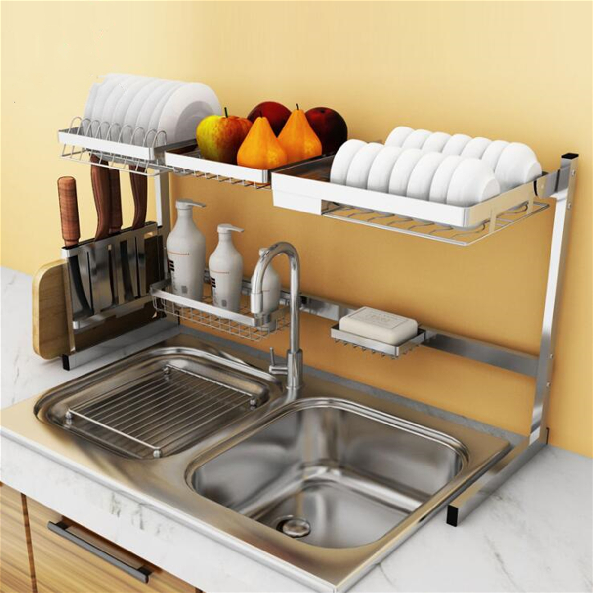 Stainless Steel Kitchen Shelf Rack Drying Drain Storage Holders Stainless Steel Kitchen Shelf Rack
