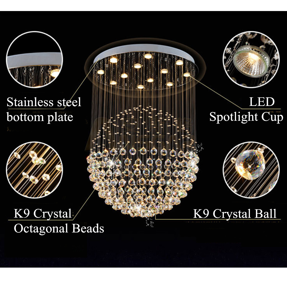 Modern Crystal Pendant Lamp Ceiling Light Fixture Lighting Modern Crystal Pendant Lamp Ceiling Light Fixture Lighting