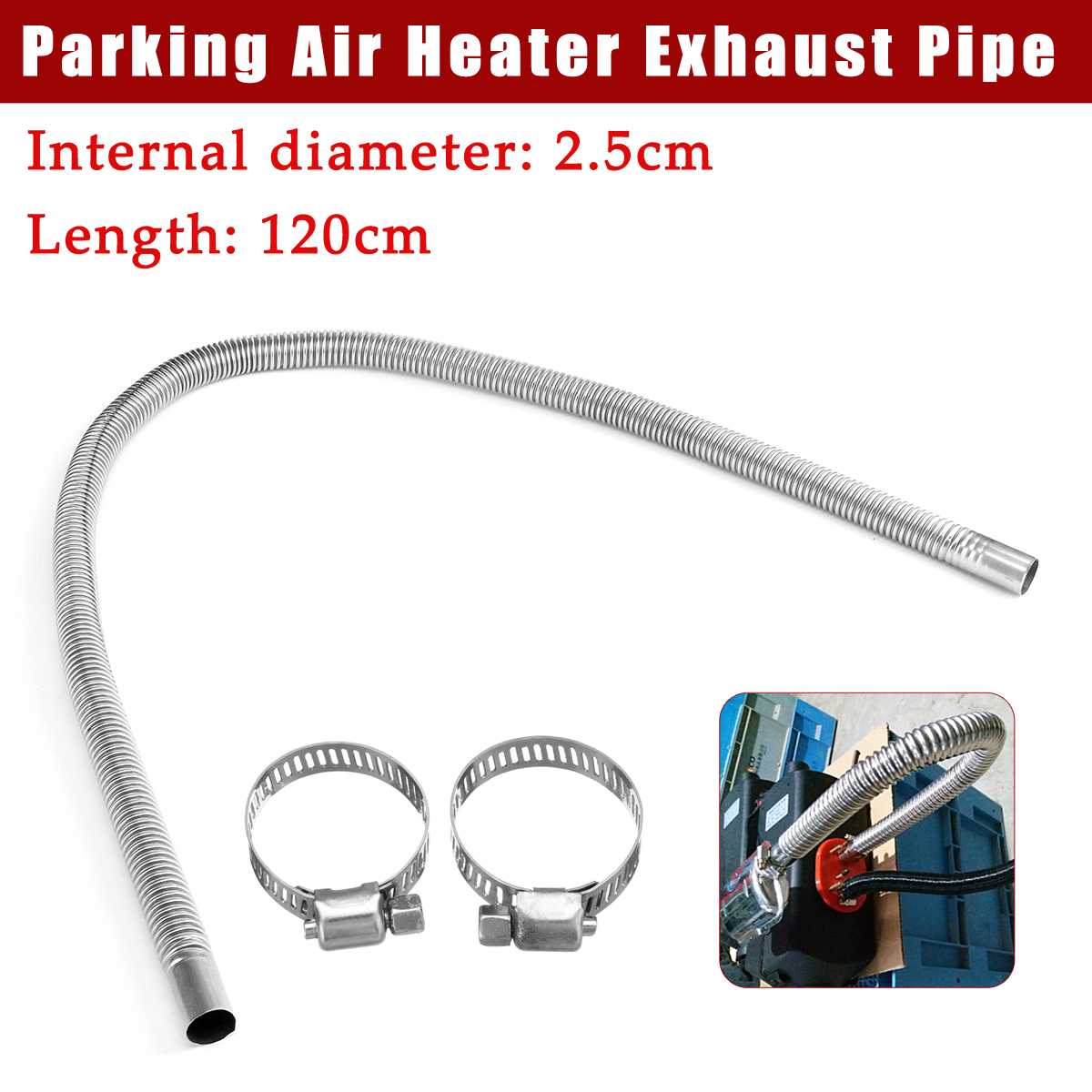 79/" Air Heater Pipe Stainless Steel Exhaust Diesel Gas Vent For Car Parking Tank