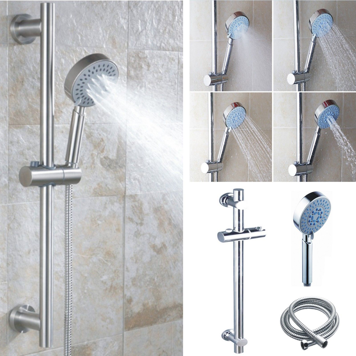 Chrome Bathroom Adjule Shower Riser Rail Bracket Head Chrome Bathroom Adjule Shower Riser Rail Bracket