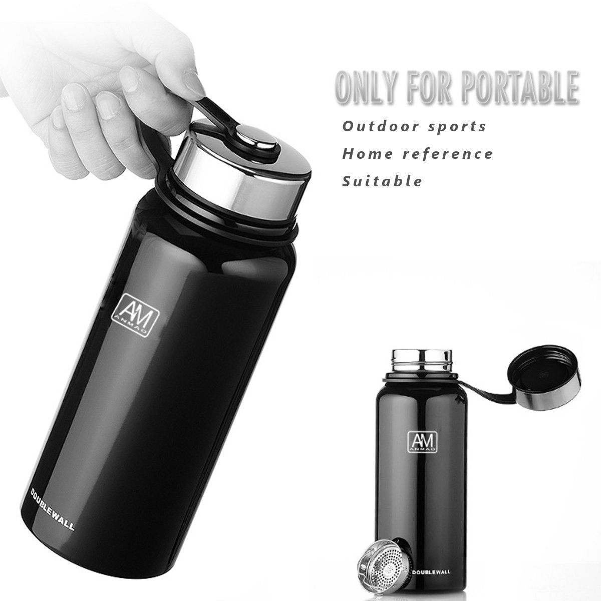800//1100//1500ml Double paroi Sous Vide Isolé inoxydable Bouteille D/'eau Voyage