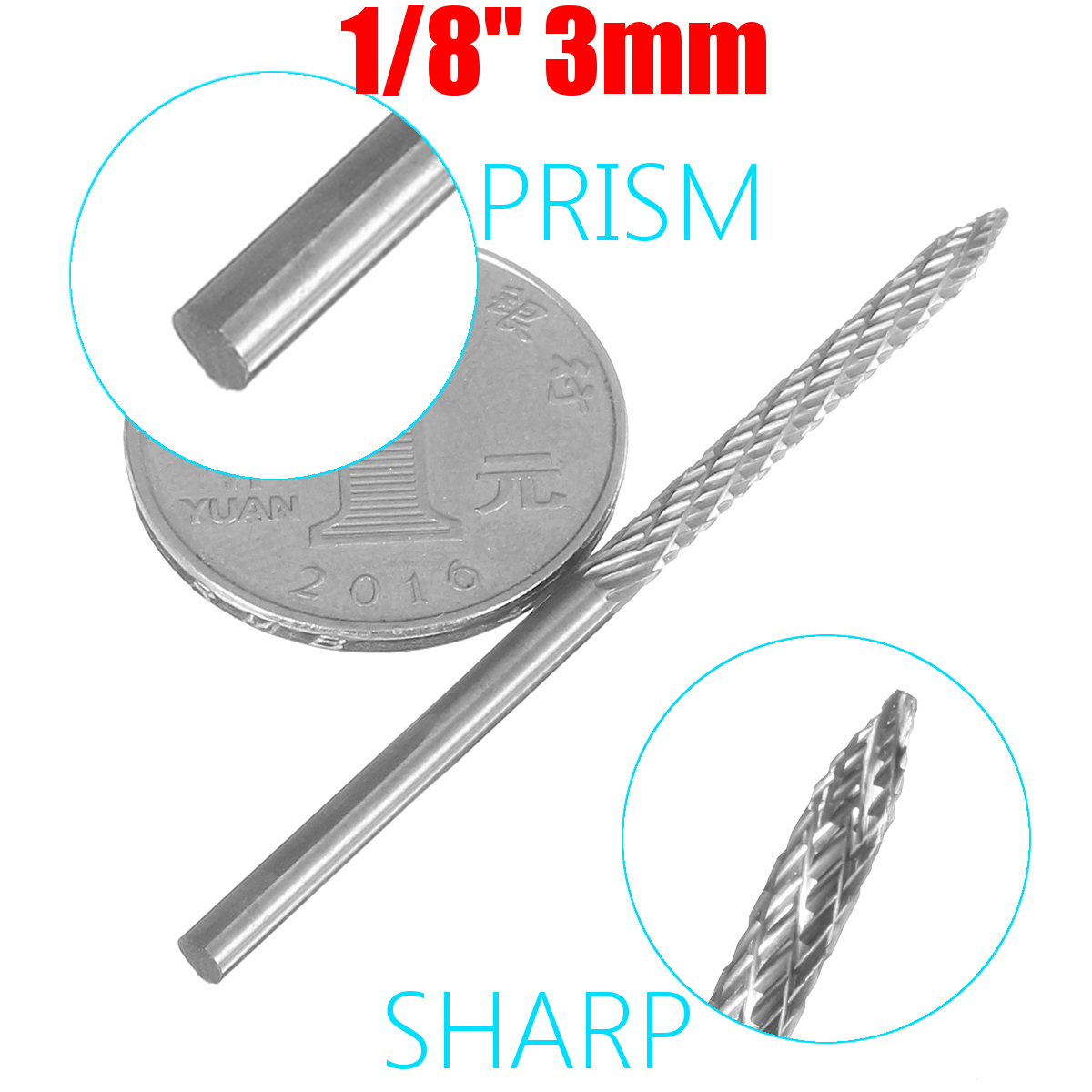 Tire Repair Carbide Tool Drill Reamer Burr /<Carbon Carbide/> Burr 3mm 1//8/" BIT
