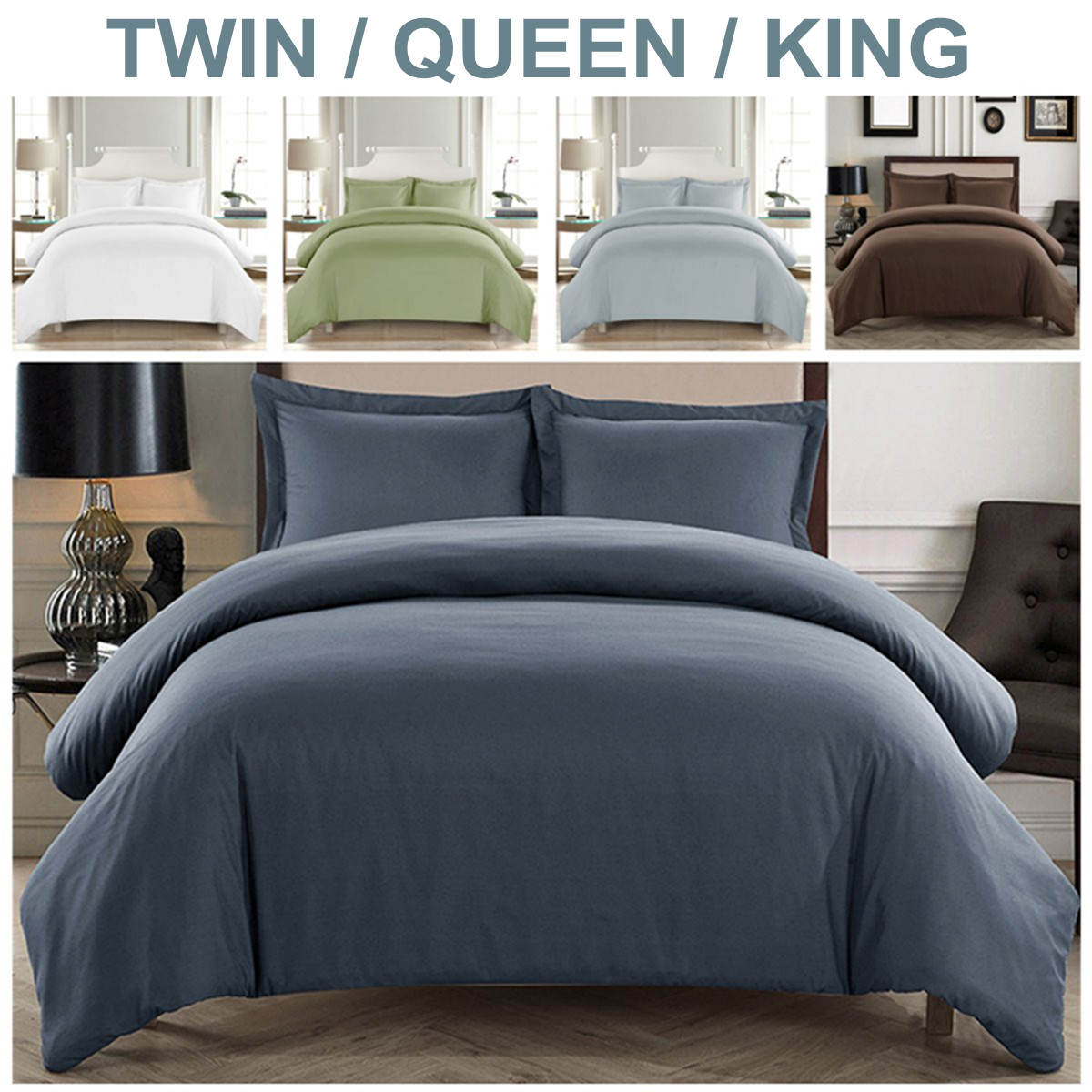 Twin Queen King Size Duvet Quilt Cover With Pillow Case Cosy
