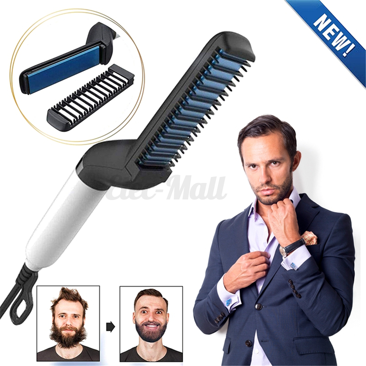 Men Quick Electric Beard Straightener Multifunctional Hair Comb