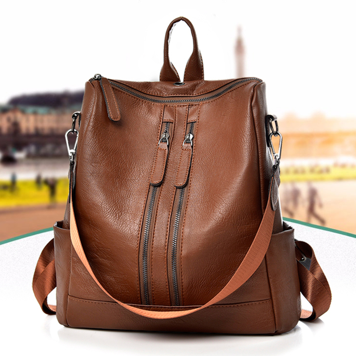 ladies leather rucksack bag