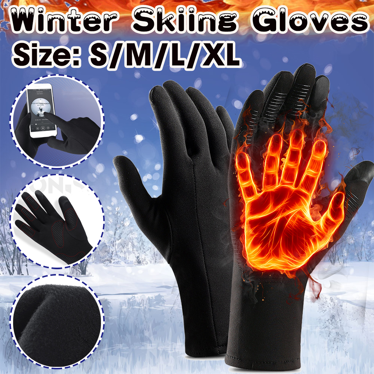 Winter Touch Screen Outdoor Driving Warm Windproof Waterproof Mens Women Gloves
