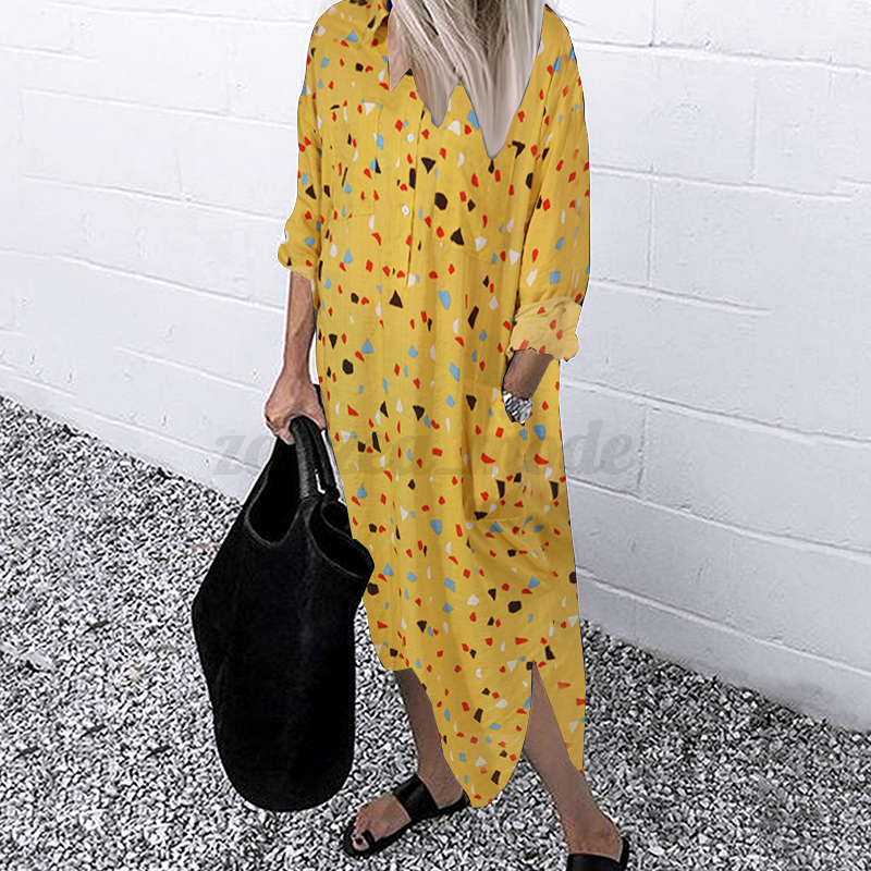 ZANZEA Women Striped Floral Leopard Long Sleeve Casual Loose Shirt Dress Plus - Picture 19 of 25