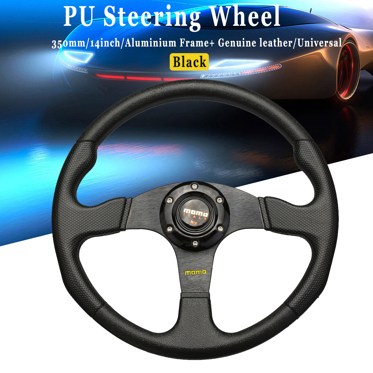 350mm 14 Leather Drift Racing Rally Steering Wheel Red Stitch Universal Blue Sslawcorp Com