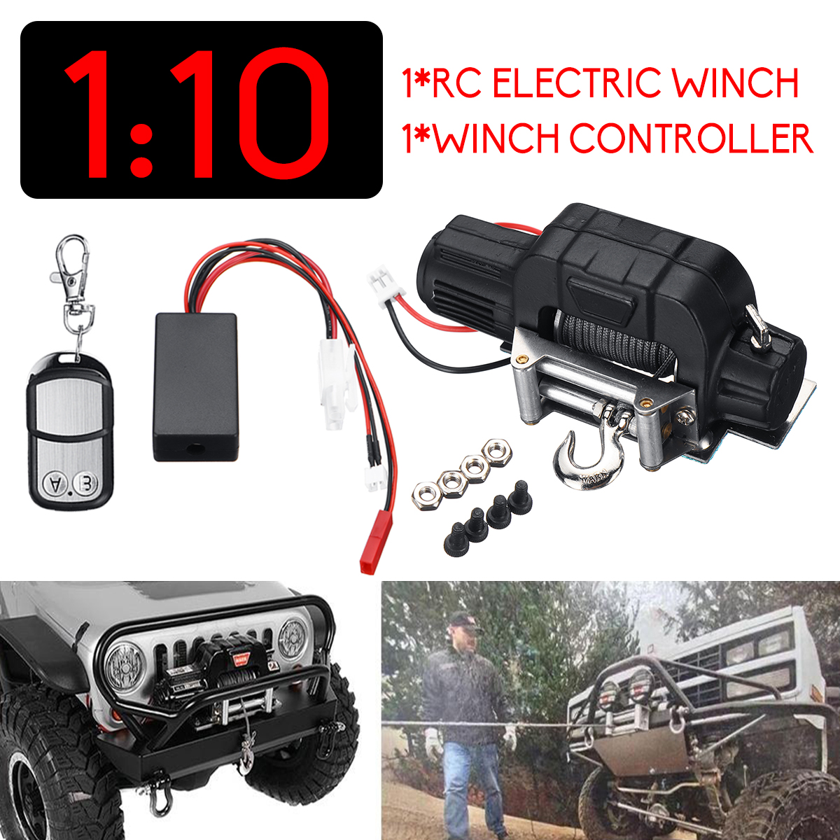 RC Car Mini Metal Electric Winch for Truck 1//10 TRX-4 Axial SCX10 RC4WD D90 D10