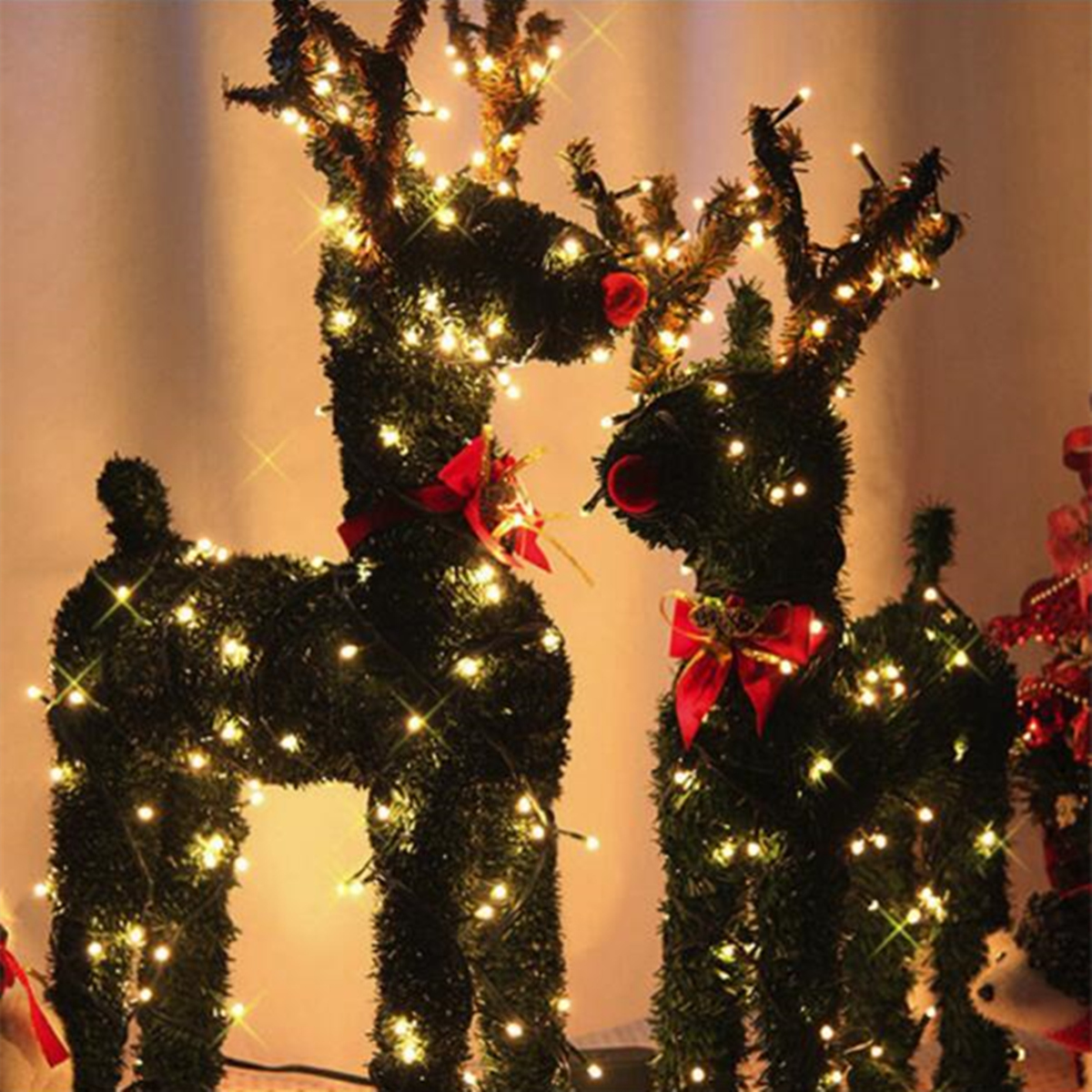 Christmas Reindeer Lights Artificial Grass Holiday Indoor Outdoor