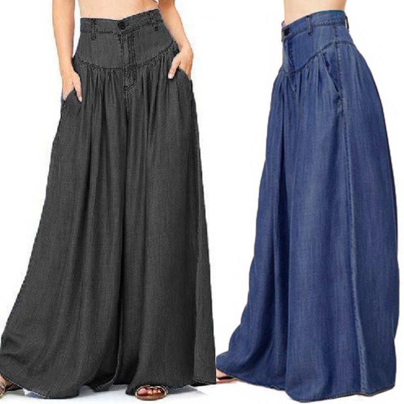 UK 8-24 Womens Oversized High Waist Baggy Wide Leg Pants Yoga Palazzo Trousers