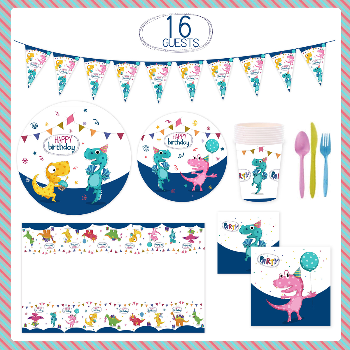 Dinosaur Theme Birthday Baby Shower Party Decor Supplies Tableware