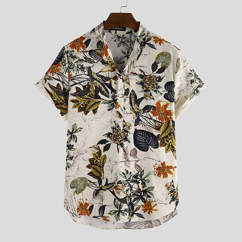 Pandaie Mens Shirts Blouse Linen Shirt Short Sleeve Button Down V-Neck Casual Vintage Tank Top Weste Pandaie Mens Shirts Blouse Linen Shirt Short Sleeve Button Down V-Neck Casual Vintage Tank Top Weste
