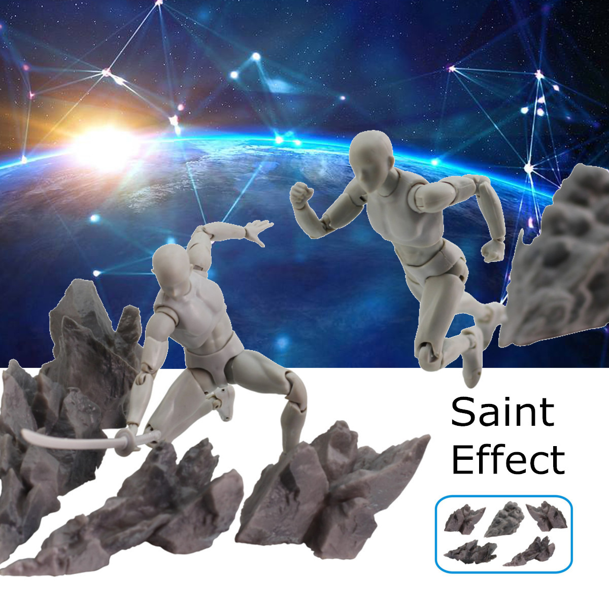 5PCS//SET Tamashii Effect Impact Grey Fix Saint Seiya Dragonball Soul Figure