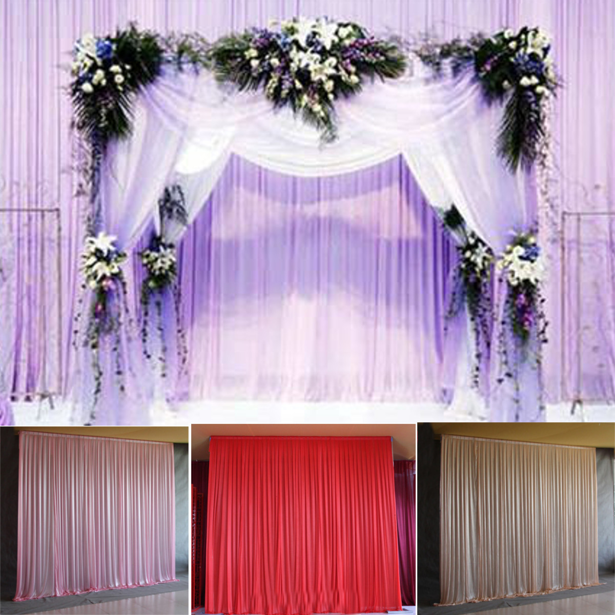 Uk Colorful Ice Silk Cloth Wedding Party Backdrop Curtain Drapes