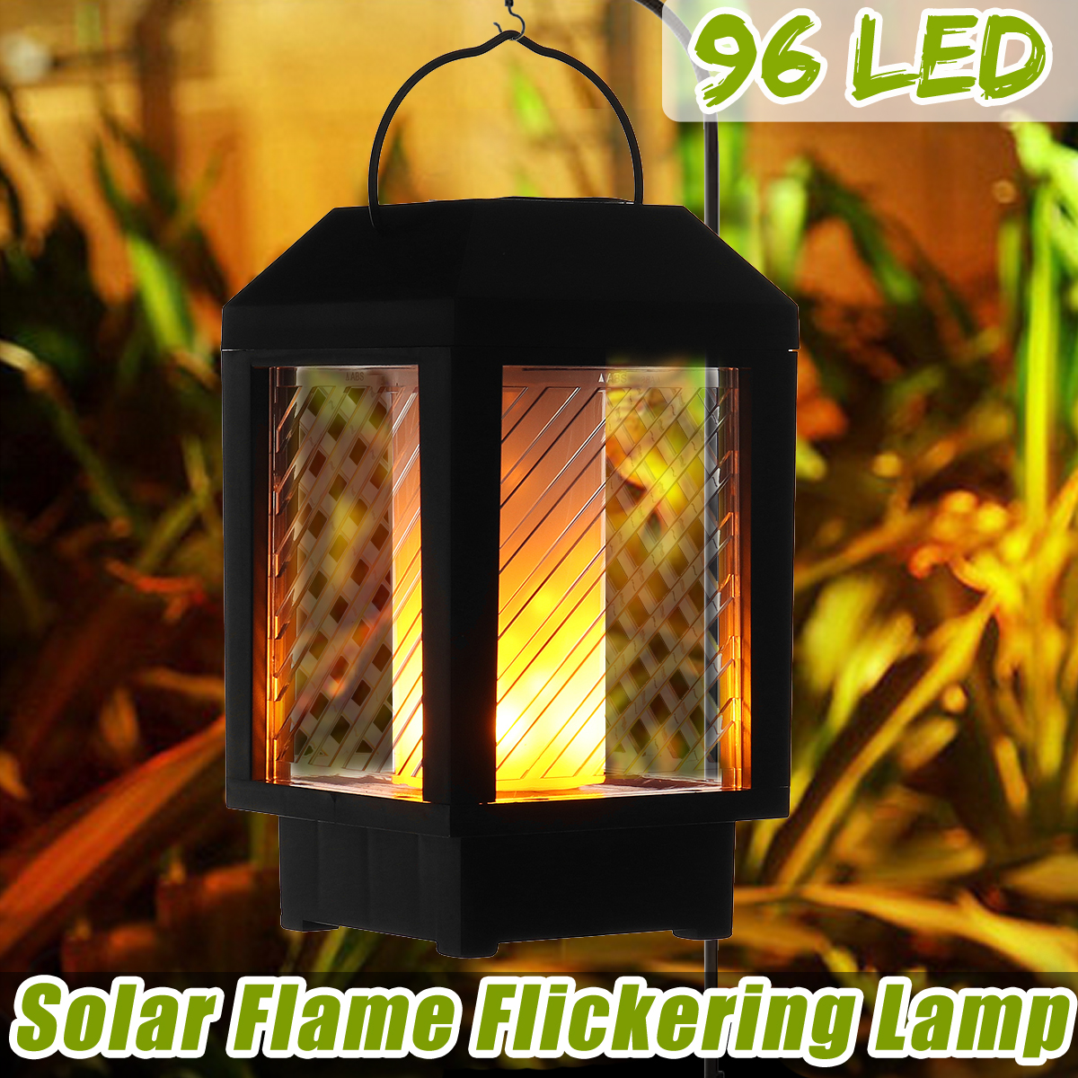 96 Led Solar Flame Flickering Lamp Outdoor Landscape Garden Decor