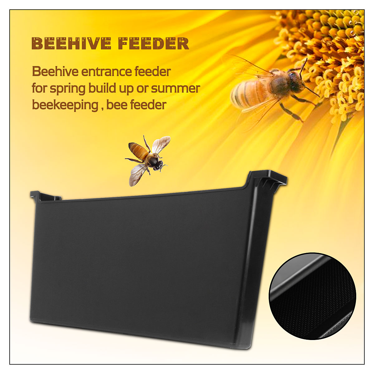 4l Black Plastic Inside Bee Hive Feeder Beekeeping Tool For Honey