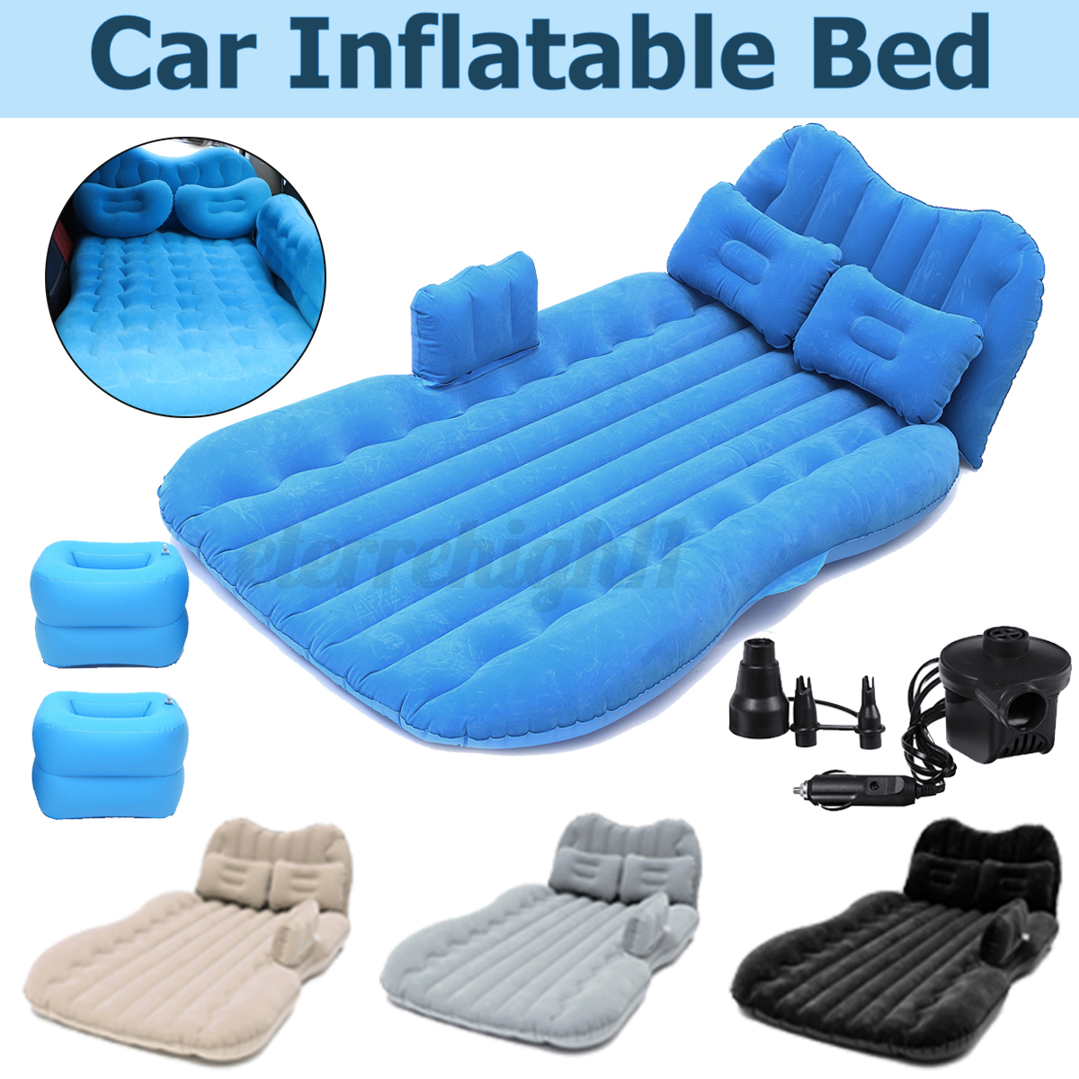 inflatable car air bed back seat mattress kit with 2xpillows?2xstools?1xair pump