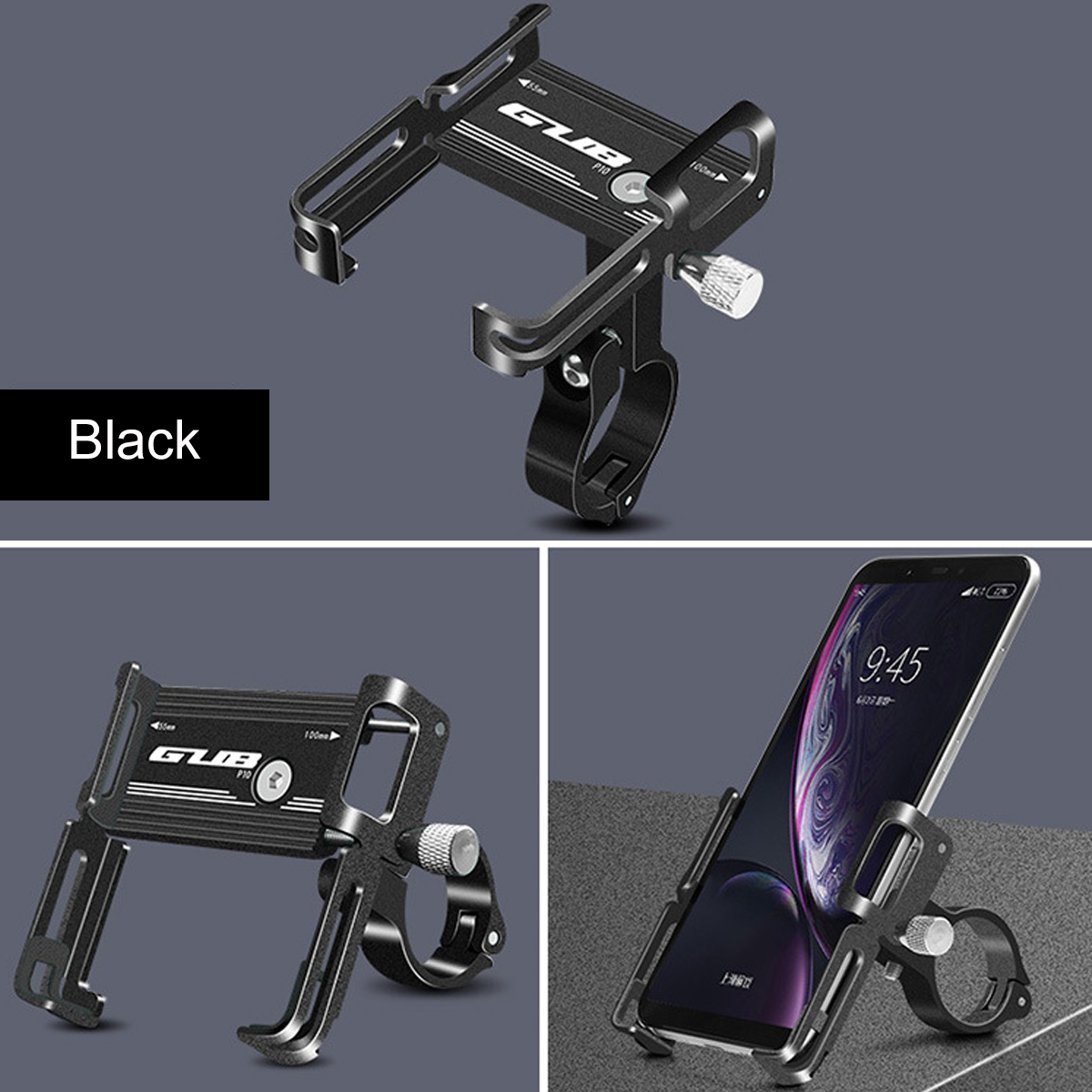 Samsung Galaxy S10 S10 S9 Note 9 8,F GUARDUU Support T/él/éphone V/élo Support Smartphone Moto VTT en Alliage Daluminium /À Rotation /À 360 /° pour iPhone XS Max XR X 8 7 6 Plus