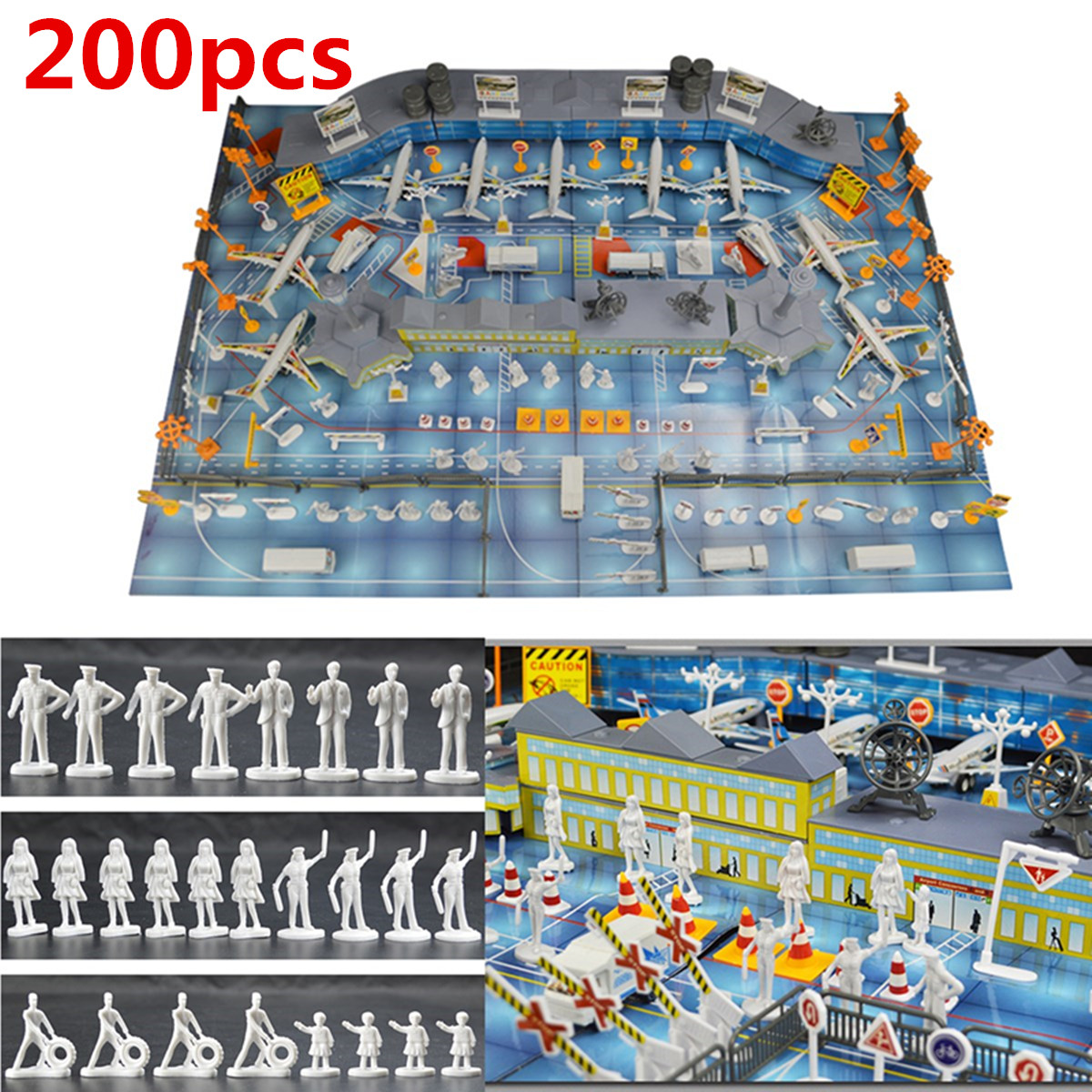 200PCS//Set Airport Playset Airplane Aircraft Models Assembled Kid Toys Gifts