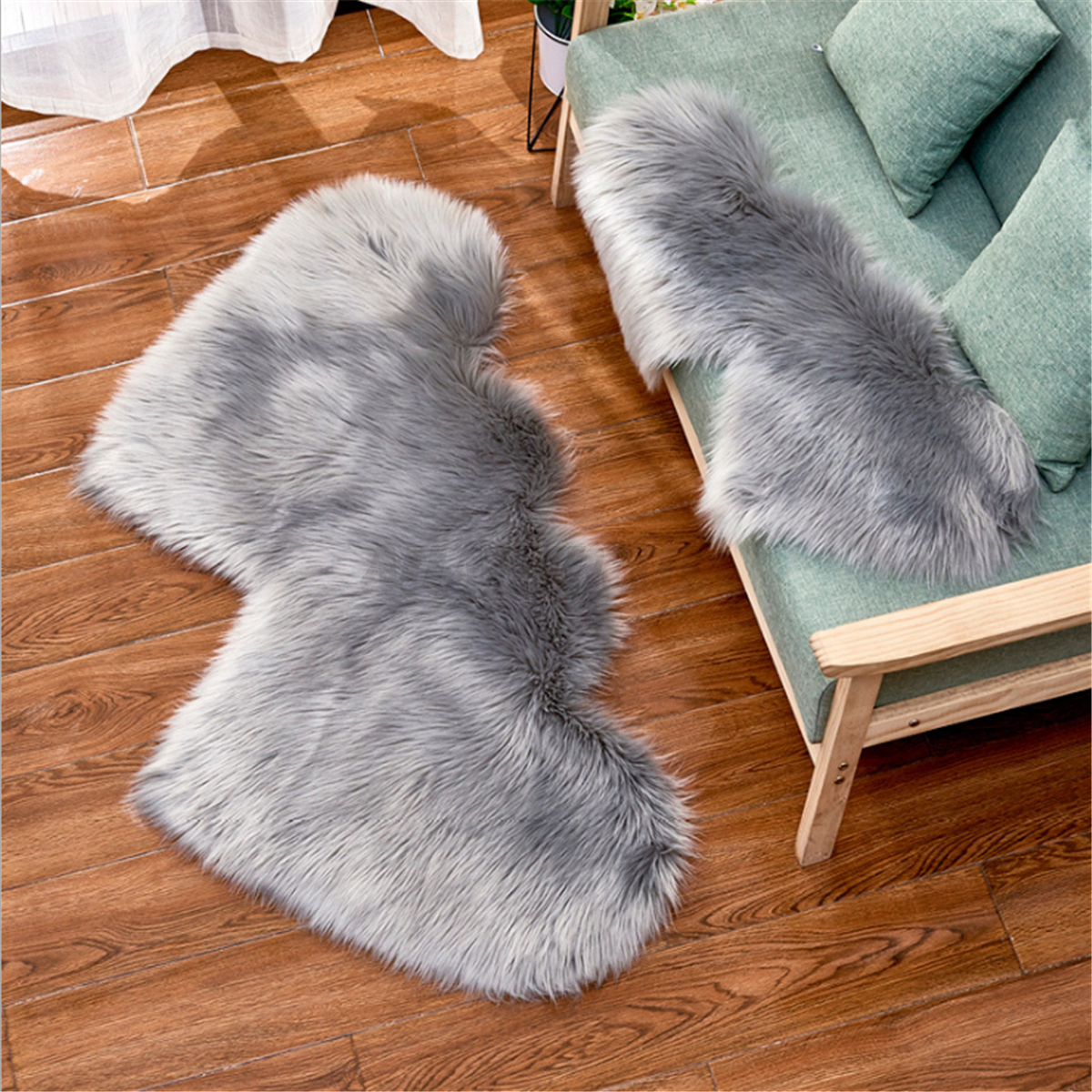 Love Heart Fluffy Mat Rugs Kids Soft Girls Boys Fake Faux Fur