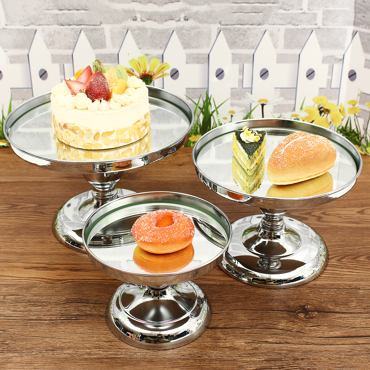 Stainless Steel Cake Stand Display Cupcake Plate Wedding Afternoon Tea Tableware Kitchen Dining Bar Dinnerware Serving Dishes
