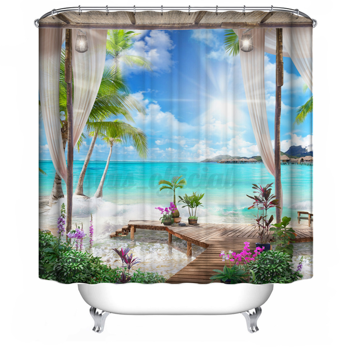 Beach Ocean Shower Curtain Pedestal Rug Bathroom Floor Mat Lid Toilet Cover US Beach Ocean Shower Curtain Pedestal Rug Bathroom Floor Mat Lid Toilet Cover US