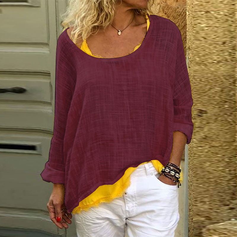 ZANZEA Damen Rundhals Halber Ärmel Bluse Shirts Gepunktet Strand Lose Hemd Tops