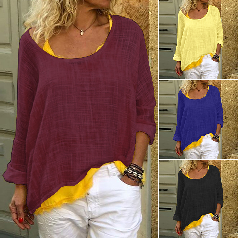 ZANZEA Damen Rundhals Halber Ärmel Bluse Shirts Gepunktet Strand Lose Hemd Tops