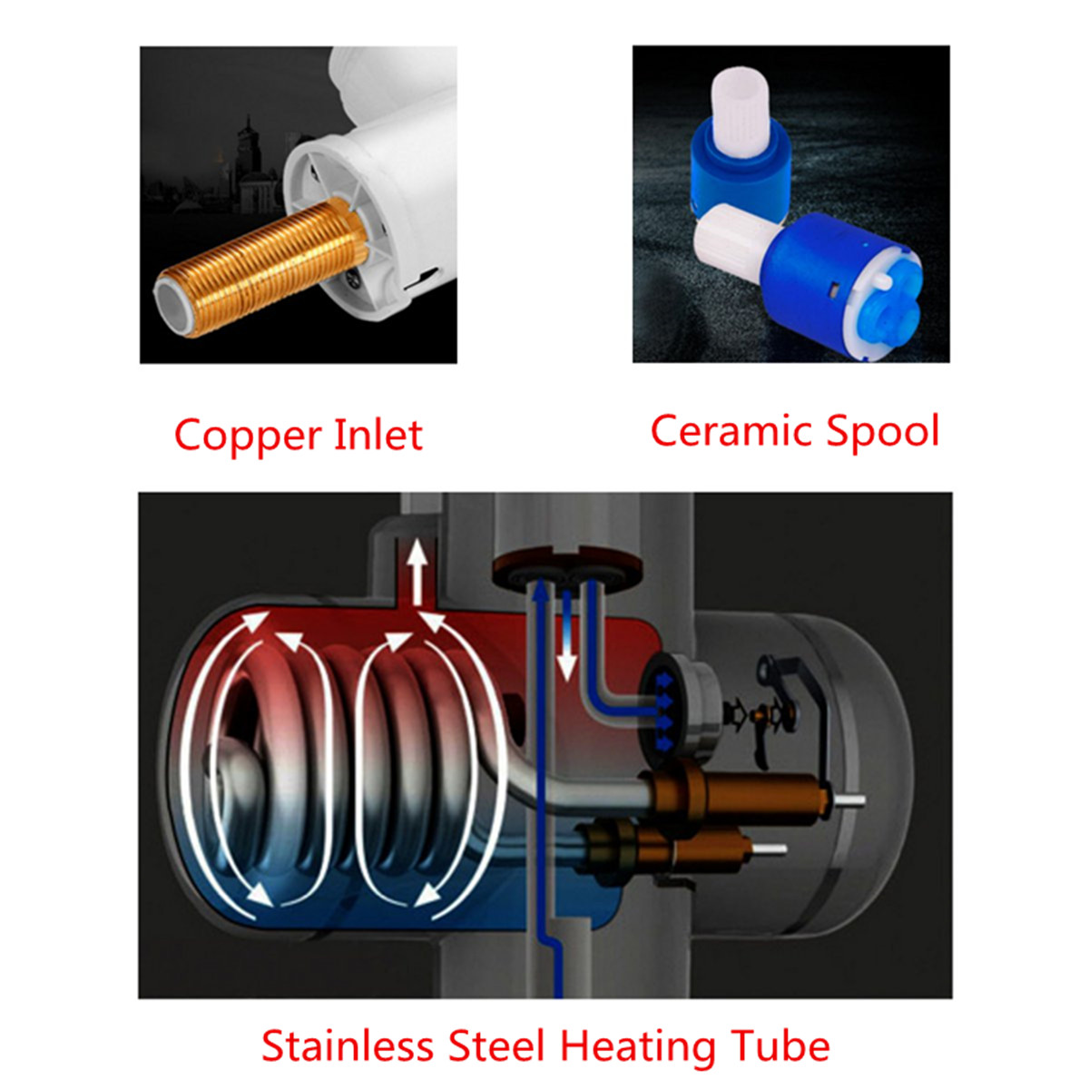 Wasserhahn Warmwasserbereit Durchlauferhitzer Bad Küche Armatur 360
