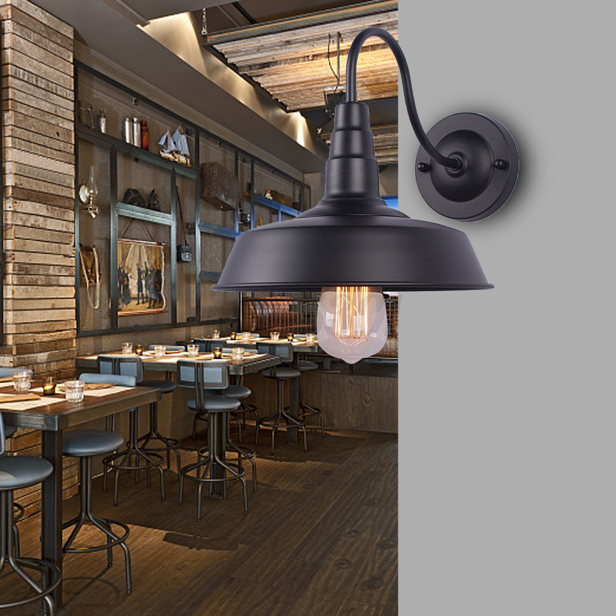 Vintage Outdoor Wall Lamp Goose-neck Sconce Light Fixture ... on Decorative Exterior Wall Sconce Light Fixtures id=64799