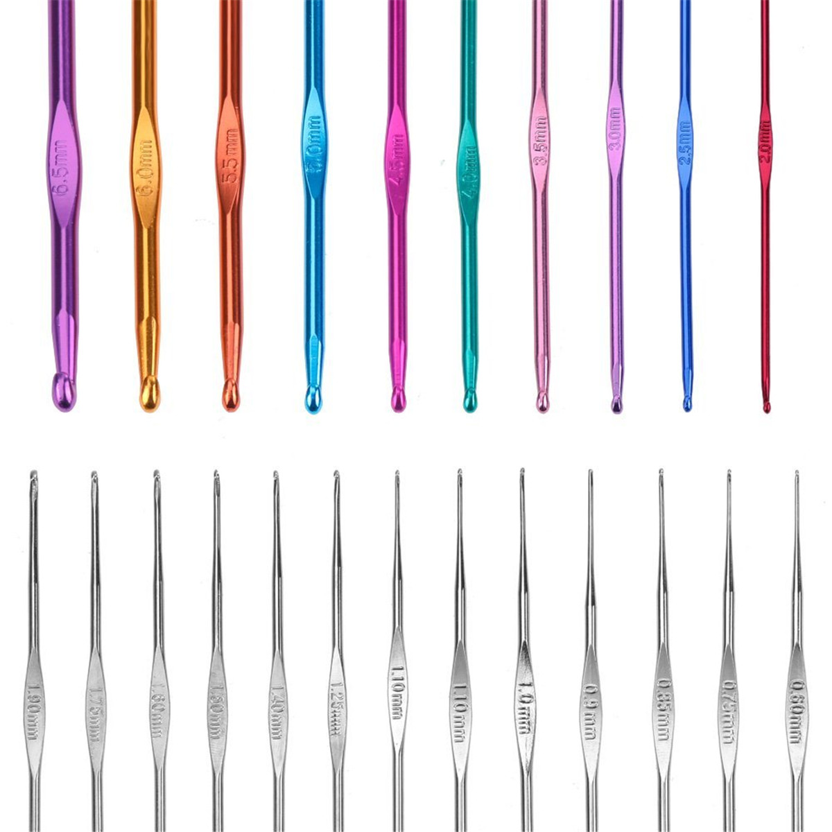100pc DIY Aluminum Crochet Hooks Sweater Knit Weave Craft Sewing Needles Set US