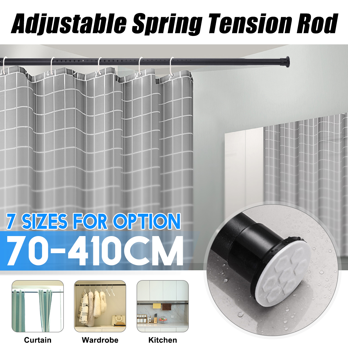 Us 110 160cm Stainless Steel Telescopic Shower Curtain Pole Rod Shower Curtain Pole Rod
