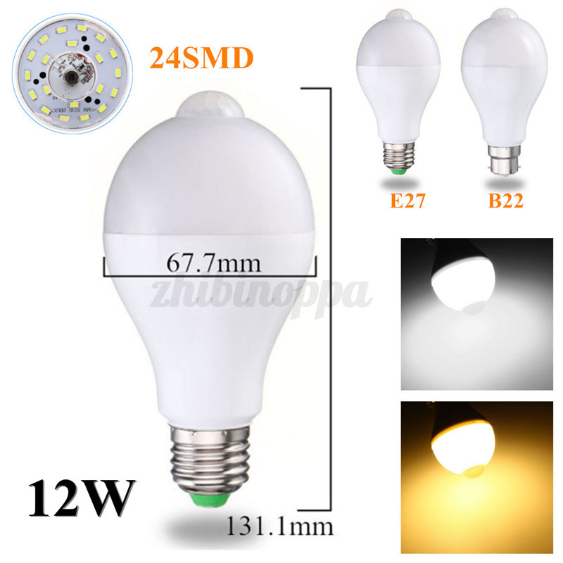 E27 B22 5w 7w 12w Auto Pir Motion Sensor Led Infrared Energy Saving E27 B22 5w 7w 12w Auto Pir Motion