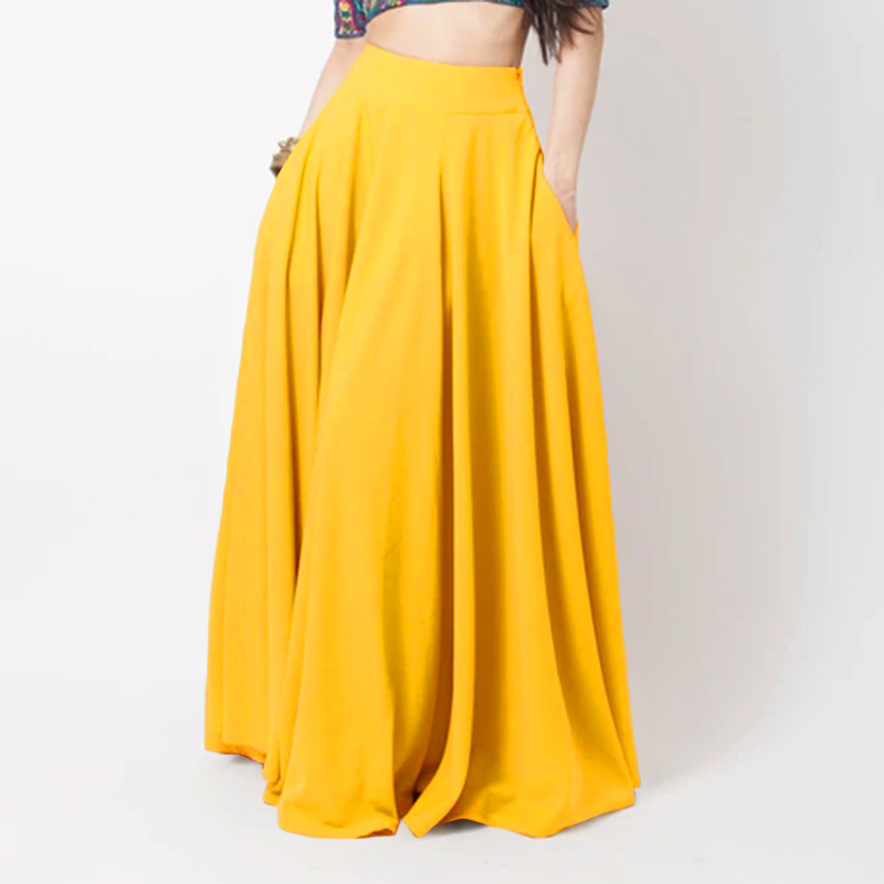 Women High Waist Candy Maxi Pleated Skirt Ladies Full Length Swing Long Dress US - Picture 14 of 15