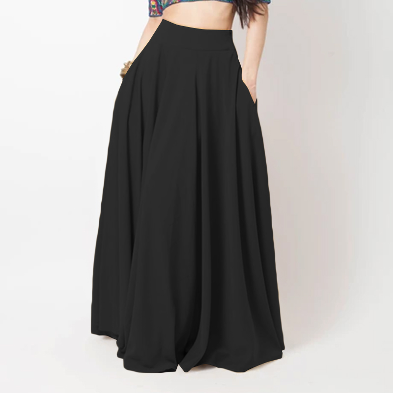 Women High Waist Candy Maxi Pleated Skirt Ladies Full Length Swing Long Dress US - Picture 13 of 15