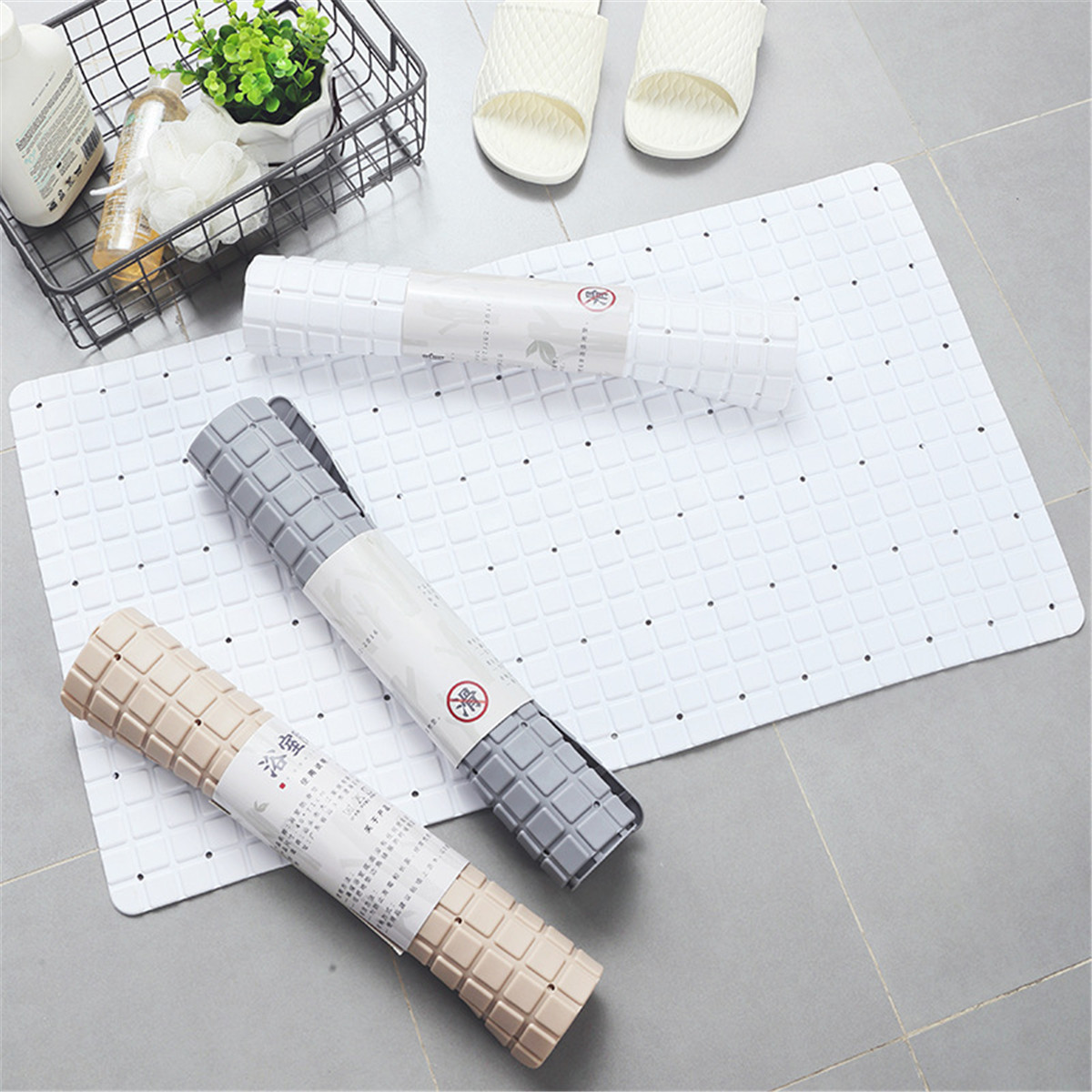 Details About Non Slip Bath Shower Bathtub Mat Rubber Bathroom Floor Rug Massage Suction Cup