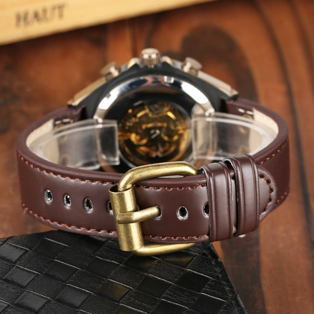 leather belt watch men's